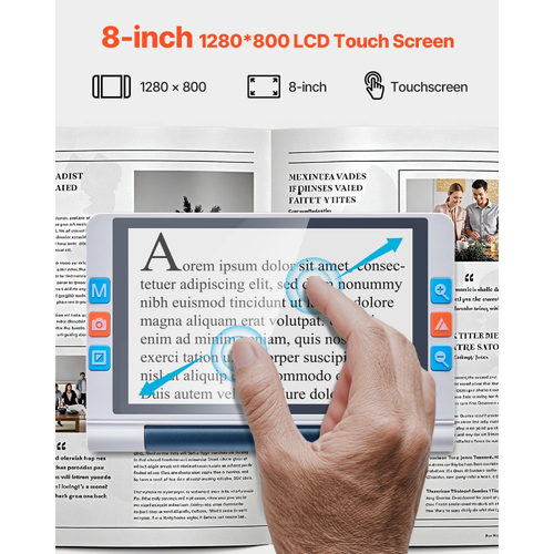 Φορητός Ψηφιακός Μεγεθυντικός Φακός VEVOR, Ηλεκτρονικός Μεγεθυντικός Φακός Βίντεο με Οθόνη Αφής 203 χιλιοστών για Χαμηλή Έκδοση, Ηλεκτρονικό Βοήθημα Ανάγνωσης 2X - 20X με Φακό HD 13MP Αυτόματης Εστίασης, Λειτουργία 26 Χρωμάτων, Έξοδος HDMI & Αποθήκευση 16 GB