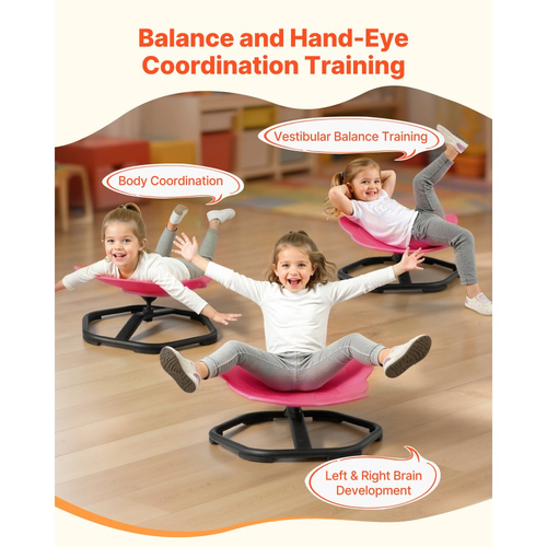 Παιδική περιστρεφόμενη καρέκλα VEVOR, χωρητικότητας 220 λίβρες, καρέκλα αισθητηριακής περιστροφής σε σχήμα ελέφαντα, παιδικό κάθισμα αισθητηριακού παιχνιδιού για αυτιστικά παιδιά με αντιολισθητική μεταλλική βάση, κάθισμα καθίσματος και περιστροφής για νήπια για συντονισμό, ισορροπία, εστίαση, κόκκινο