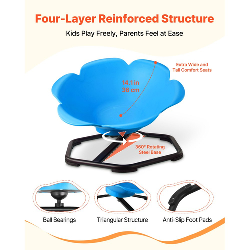 Παιδική περιστρεφόμενη καρέκλα VEVOR, χωρητικότητας 220 λίβρες, καρέκλα αισθητηριακής περιστροφής σε σχήμα κυλίνδρου, παιδικό κάθισμα αισθητηριακού παιχνιδιού για αυτιστικά παιδιά με αντιολισθητική μεταλλική βάση, κάθισμα καθίσματος και περιστροφής για νήπια για συντονισμό, ισορροπία, εστίαση, μπλε