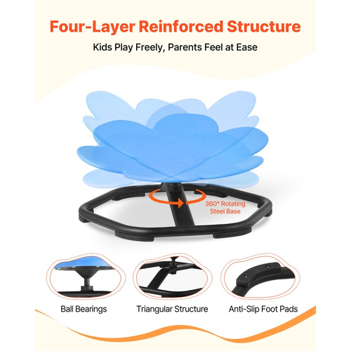 Παιδική περιστρεφόμενη καρέκλα VEVOR, χωρητικότητας 220 λίβρες, καρέκλα αισθητηριακής περιστροφής σε σχήμα λουλουδιού, παιδικό κάθισμα αισθητηριακού παιχνιδιού για αυτιστικά παιδιά με αντιολισθητική μεταλλική βάση, κάθισμα καθίσματος και περιστροφής για νήπια για συντονισμό, ισορροπία, εστίαση, μπλε