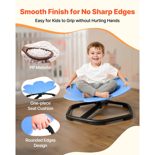 Παιδική περιστρεφόμενη καρέκλα VEVOR, χωρητικότητας 220 λίβρες, καρέκλα αισθητηριακής περιστροφής σε σχήμα λουλουδιού, παιδικό κάθισμα αισθητηριακού παιχνιδιού για αυτιστικά παιδιά με αντιολισθητική μεταλλική βάση, κάθισμα καθίσματος και περιστροφής για νήπια για συντονισμό, ισορροπία, εστίαση, μπλε