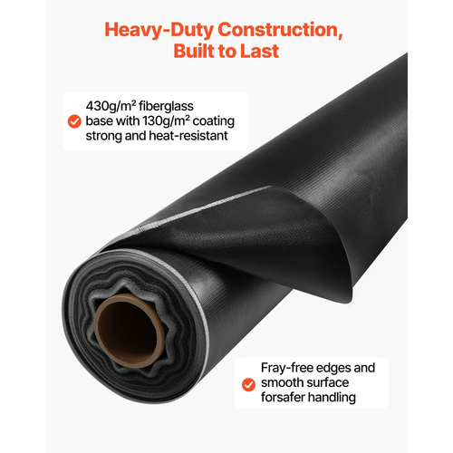 Ρολό κουβέρτας συγκόλλησης VEVOR, κουβέρτα συγκόλλησης από υαλοβάμβακα με επικάλυψη σιλικόνης 45,7 x 1,5m, κουβέρτες προστασίας από θερμότητα ανθεκτικές σε ασφάλεια έως 1800°F, ρολό μονωτικού χαλιού πυρίμαχου επιβραδυντικού φλόγας