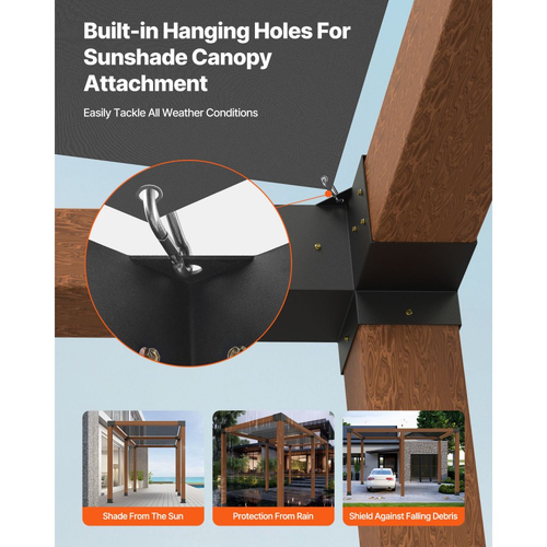 Κιτ βάσης πέργκολας VEVOR, 4x4 ίντσες (εσωτερικό μέγεθος 92 x 92 mm), 4 τεμάχια 3-way βαρέως τύπου γωνιακή βάση, κιτ βάσης στύλου DIY από ξύλο, εύκολη εγκατάσταση ξύλινων δοκών για κιόσκια, πέργκολες βεράντας, ξύλινη καμπίνα