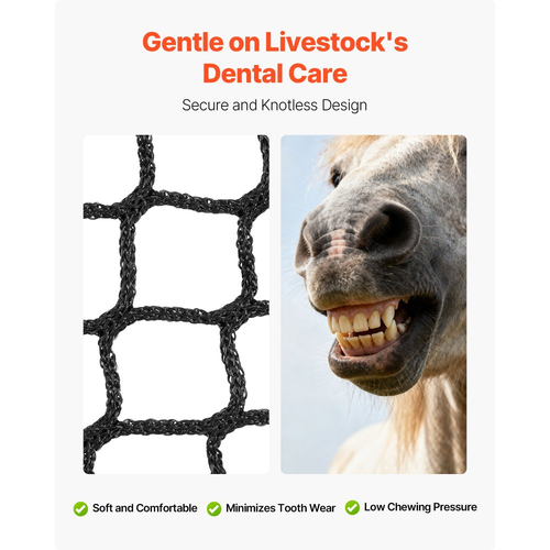 Δίχτυ σανού στρογγυλής μπάλας VEVOR, 1,8 x 1,8 x 1,8 m, τρύπες 38,1 x 38,1 mm, υλικό PE, σχεδιασμός χωρίς κόμπους, με φερμουάρ, μεταφορά βελόνας, σπάγκο επισκευής και τσάντα αποθήκευσης, δίχτυ στρογγυλής μπάλας αργής τροφοδοσίας για άλογα