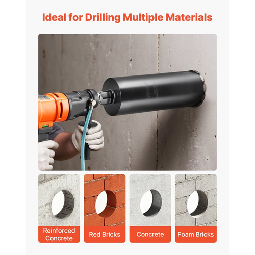 Τρυπάνι με πυρήνα VEVOR, διάμετρος 127 mm, βάθος τρυπήματος 356 mm, εσωτερικό σπείρωμα 1-1/4 in-7, τεχνολογία συγκόλλησης υψηλής ακρίβειας, τρυπάνι με πυρήνα υγρού διαμαντιού για οπλισμένο σκυρόδεμα, κόκκινα τούβλα και τοιχοποιία
