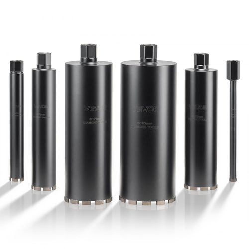 Τρυπάνι με πυρήνα VEVOR, 6 τεμάχια, διάμετρος 25,4 / 50,8 / 76,2 / 101,6 / 127,0 / 152,4 mm, βάθος τρυπήματος 356 mm, εσωτερικό σπείρωμα 1-1/4 in-7, τρυπάνι με πυρήνα υγρού διαμαντιού για οπλισμένο σκυρόδεμα, τούβλα, τοιχοποιία