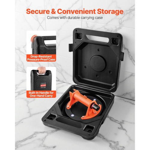 Βεντούζα κενού VEVOR, Ανυψωτήρας τζαμιών κενού 203 mm με λαβή ABS, Μέγιστη ικανότητα ανύψωσης 180 kg Εργαλείο βεντούζας πλακιδίων με θήκη μεταφοράς για ανύψωση μεγάλων πλακιδίων, γρανίτη, γυψοσανίδας, παραθύρων (1 συσκευασία)