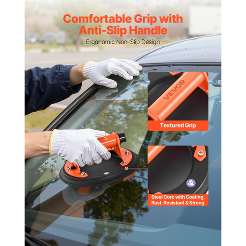 Βεντούζα κενού VEVOR, Ανυψωτήρας τζαμιών κενού 203 mm με μεταλλική λαβή, Μέγιστη ικανότητα ανύψωσης 195 kg Εργαλείο βεντούζας πλακιδίων με θήκη μεταφοράς για ανύψωση μεγάλων πλακιδίων, γρανίτη, γυψοσανίδας, παραθύρων (2 τεμάχια)