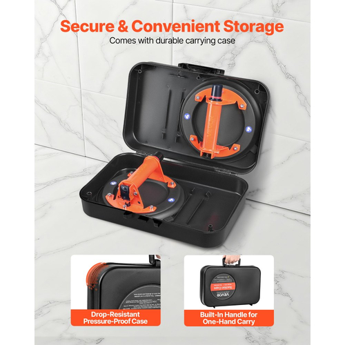 Βεντούζα κενού VEVOR, Ανυψωτήρας τζαμιών κενού 203 mm με μεταλλική λαβή, Μέγιστη ικανότητα ανύψωσης 195 kg Εργαλείο βεντούζας πλακιδίων με θήκη μεταφοράς για ανύψωση μεγάλων πλακιδίων, γρανίτη, γυψοσανίδας, παραθύρων (2 τεμάχια)