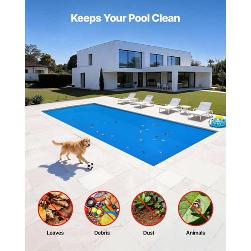 Κάλυμμα πισίνας VEVOR Solar, ορθογώνιο κάλυμμα πισίνας με φυσαλίδες 10,97 x 4,88m, ηλιακή κουβέρτα πισίνας 12 Mil με υλικό φυσαλίδων και PE, απορρόφηση θερμότητας ημέρας, διατήρηση θερμότητας νύχτας, ηλιακά καλύμματα διατήρησης θερμότητας, μπλε