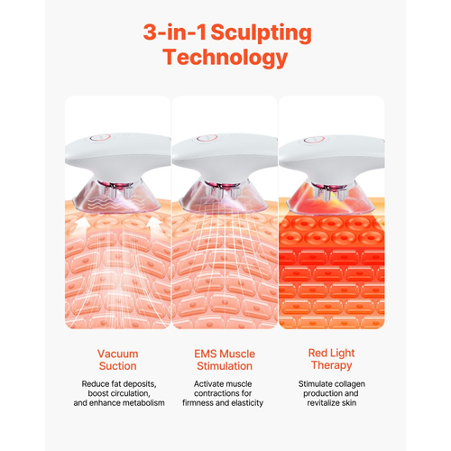 Μηχανή γλυπτικής σώματος VEVOR, ηλεκτρικό μασάζ κυτταρίτιδας 3 σε 1 με 3 ρυθμιζόμενες λειτουργίες, εργαλείο θεραπείας σύσφιξης δέρματος με ασύρματη χρήση 60 λεπτών, για πλάτη, κοιλιά, μέση, χέρια, πόδια