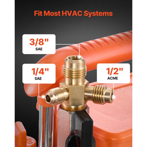 Αντλία κενού VEVOR, 7 CFM 198 L/min, Διβάθμια αντλία κενού AC με περιστροφικό πτερύγιο HVAC, για R134a R22 R410a R1234YF R32, 4πολικός κινητήρας, για συντήρηση κλιματιστικών αυτοκινήτων, απαέρωση ρητίνης, περιλαμβάνεται λάδι