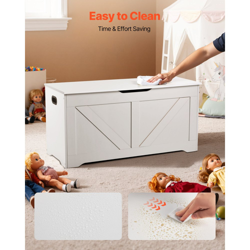 Παιδικός πάγκος αποθήκευσης VEVOR, ξύλινο κουτί παιχνιδιών, μεγάλο ντουλάπι αποθήκευσης με μεντεσέ ασφαλείας, πάγκος αποθήκευσης για νήπια για Playroom, σαλόνι ή είσοδο, εύκολη συναρμολόγηση, 990 x 395 x 480 mm, λευκό