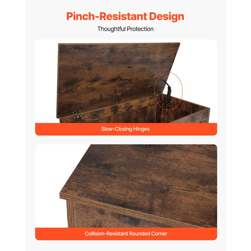 Παιδικός πάγκος αποθήκευσης VEVOR, ξύλινο κουτί παιχνιδιών, μεγάλο ντουλάπι αποθήκευσης με μεντεσέ ασφαλείας, ρετρό πάγκος αποθήκευσης για νήπια για Playroom, σαλόνι ή είσοδο, 754 x 389 x 480 mm, εύκολη συναρμολόγηση, καφέ