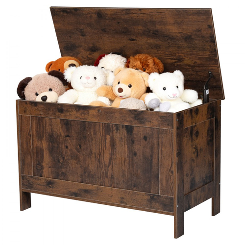 Παιδικός πάγκος αποθήκευσης VEVOR, ξύλινο κουτί παιχνιδιών, μεγάλο ντουλάπι αποθήκευσης με μεντεσέ ασφαλείας, ρετρό πάγκος αποθήκευσης για νήπια για Playroom, σαλόνι ή είσοδο, 754 x 389 x 480 mm, εύκολη συναρμολόγηση, καφέ
