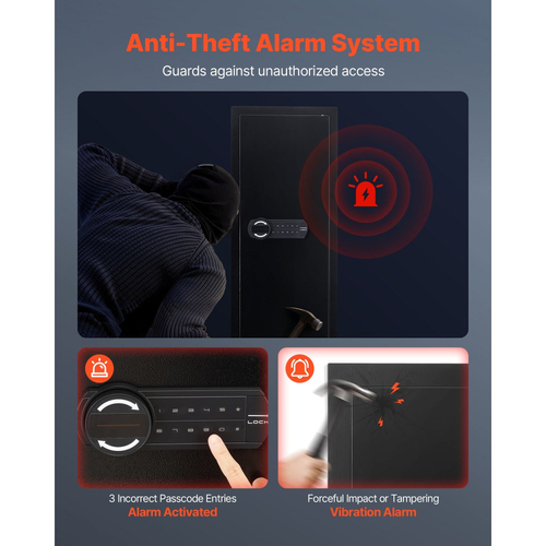 Χρηματοκιβώτιο τοίχου VEVOR, 4 επιπέδων κρυφό χρηματοκιβώτιο όπλων με κωδικό πρόσβασης και κλειδί, εντοιχιζόμενο κουτί από χάλυβα ψυχρής έλασης Q235 με φωτισμό LED, 3 ρυθμιζόμενα ράφια και θήκες κλειδιών για χρήματα, κοσμήματα, διαβατήριο, μαύρο