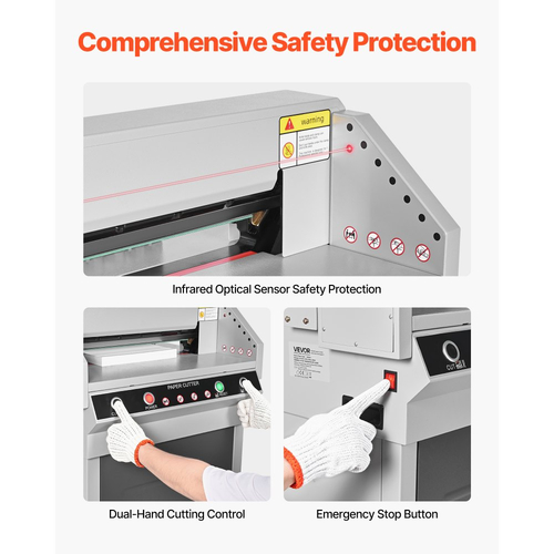 Ηλεκτρικός κόφτης χαρτιού VEVOR, βαρέως τύπου μηχανή κοπής μετάλλου χαρτιού, πλάτος κοπής 450 mm, πάχος κοπής 40 mm, ηλεκτρικός κόφτης γκιλοτίνας με λειτουργία υπερύθρων και εφεδρική λεπίδα