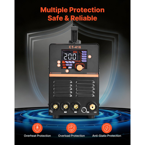 Συνδυασμός κοπής πλάσματος VEVOR 3 σε 1 - CUT/TIG/MMA, μηχανή κοπής πλάσματος 50A & συγκολλητής TIG 200A, ψηφιακή οθόνη LED με λειτουργία 2T/4T/PA/PT για επισκευές στο σπίτι, εργαστήρια, 220V