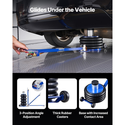 Υποδοχή αέρα VEVOR, Υποδοχή τετραπλού αερόσακου 6 τόνων, Ανύψωση έως 673 mm με υπερυψωμένη κολόνα, ρυθμιζόμενη λαβή και παχύ λαστιχένιο μαξιλαράκι, Πνευματικός μηχανισμός γρήγορης ανύψωσης 2-5 s για επισκευή αυτοκινήτων, SUV, φορτηγών, γκαράζ