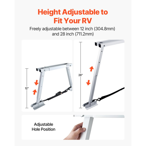 Σταθεροποιητής RV VEVOR Universal, Σταθεροποιητής προφυλακτήρα RV για ρυμουλκούμενα, τροχόσπιτα, πέμπτο τροχό, Συμπαγής πτυσσόμενος σχεδιασμός για εύκολη αποθήκευση, Ρυθμιζόμενο ύψος από 304,8 mm έως 711,2 mm, Μειώνει την ταλάντωση του RV, 1 τεμάχιο