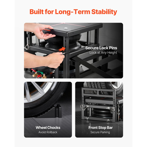 Φορητές ανυψωτικές μηχανές αυτοκινήτου VEVOR Air 2 τεμάχια, χωρητικότητα 5 τόνων, μέγιστο ύψος 320 mm, πνευματικοί γρύλοι ράμπας με αερόσακους, τάκους τροχών, ράμπες επέκτασης, υπερυψωμένες κολώνες, βαρέως τύπου για sedan, SUV, φορτηγά
