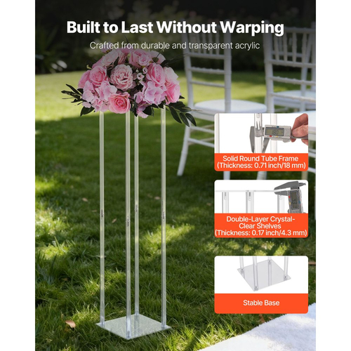 Βάση Λουλουδιών Γάμου VEVOR, 10 τεμάχια βάση λουλουδιών σε στήλη 80cm, Βάσεις Λουλουδιών με Ακρυλικό Laminate, Κυλινδρική κυβική βάση επίδειξης λουλουδιών για γάμο, πάρτι, γενέθλια, σπίτι, βάσεις κεντρικών διακοσμητικών