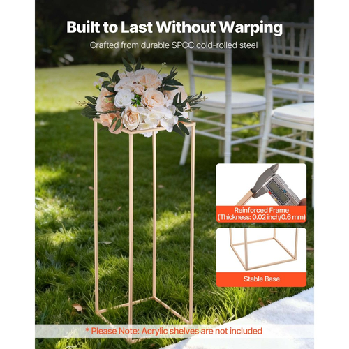 Βάση Λουλουδιών Γάμου VEVOR, 10 τεμάχια βάση λουλουδιών σε στήλη 80cm, Βάσεις Λουλουδιών με Κρυφή Βίδα, Ορθογώνια Κυβική Ράφι Ανθοπωλείου για Γάμο, Πάρτι, Γενέθλια, Σπίτι, Χρυσές Βάσεις Κεντρικών Τεμαχίων
