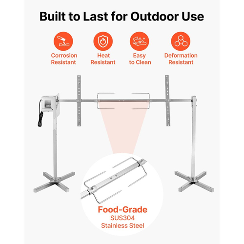 Ψησταριά VEVOR, Ηλεκτρικό κιτ ψησταριάς AC220-240V 8 επιπέδων ύψους, Κιτ ψησταριών BBQ με χωρητικότητα φορτίου 88 λίβρες, Κινητήρας 38W, Αυτόματα κιτ ψησίματος από ανοξείδωτο ατσάλι για πάρτι