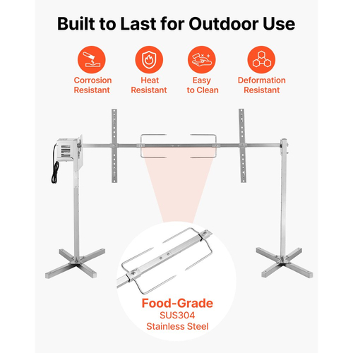 Ψησταριά VEVOR, Κιτ ηλεκτρικής ψησταριάς AC220-240V 8 επιπέδων ύψους, Κιτ ψησταριών BBQ με χωρητικότητα φορτίου 60 kg, Κινητήρας 38W, Κιτ αυτόματου ψησίματος από ανοξείδωτο ατσάλι για πάρτι