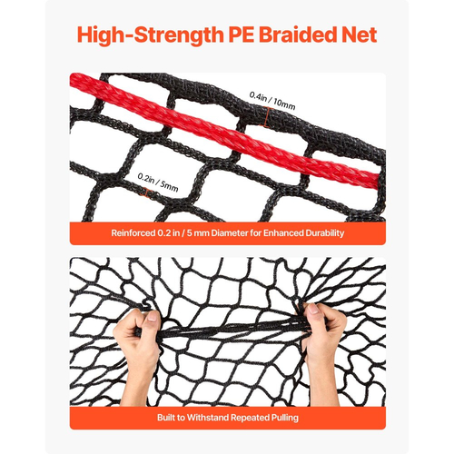 Δίχτυ σανού στρογγυλής μπάλας VEVOR, 1,5 x 1,5 x 1,5 m, τρύπες 38,1 x 38,1 mm, υλικό PE, σχεδιασμός χωρίς κόμπους, με φερμουάρ, μεταφορά βελόνας, σπάγκο επισκευής και τσάντα αποθήκευσης, δίχτυ στρογγυλής μπάλας αργής τροφοδοσίας για άλογα