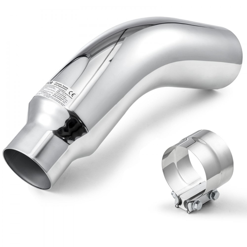 VEVOR Άκρη εξάτμισης με αγκώνα, είσοδος 101,6 mm, έξοδος 152,4 mm, συνολικό μήκος 584 mm, χρωμιωμένη αμπούλα εξάτμισης με σφιγκτήρα για φορτηγό/sedan/σπορ αυτοκίνητο/SUV, χρωμιωμένη δομή για αντοχή σε υψηλές θερμοκρασίες