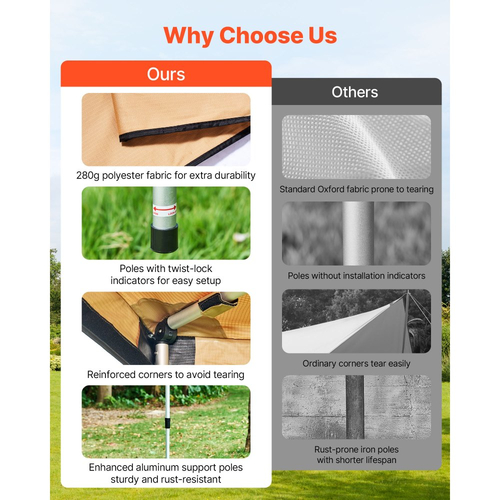 Τέντα VEVOR 270 μοιρών, τέντα οχήματος 12,4 ㎡ από την πλευρά του οδηγού, αδιάβροχες τέντες αυτοκινήτου UV50+ με τσάντα μεταφοράς, τέντες εδάφους παντός καιρού, στέγαστρο αυτοκινήτου για SUV, βαν, φορτηγό, κάμπινγκ