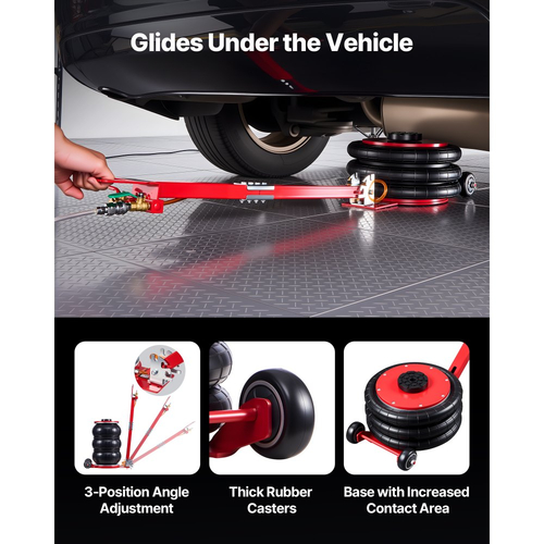 Αερόσακος VEVOR, Τριπλός Αερόσακος 5 Τόνων, Αερόσακος με Έξι Χαλύβδινους Σωλήνες, Ανύψωση Έως 464 mm, Πνευματικός Γρήγορης Ανύψωσης 4-10 s με Ρυθμιζόμενη Μακριά Λαβή & Ελαστικό Μαξιλάκι για Επισκευή Αυτοκινήτων, SUV, Pick-up Φορτηγών