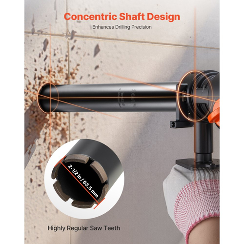 Τρυπάνι με πυρήνα VEVOR, διάμετρος 63,5 mm, βάθος τρυπήματος 356 mm, εσωτερικό σπείρωμα 1-1/4 in-7, τεχνολογία συγκόλλησης υψηλής ακρίβειας, τρυπάνι με πυρήνα υγρού διαμαντιού για οπλισμένο σκυρόδεμα, κόκκινα τούβλα και τοιχοποιία