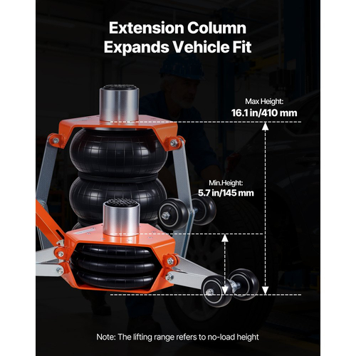 Αερόσακος VEVOR, Τριπλός Αερόσακος 3 Τόνων, Αερόσακος με Ράβδο Στήριξης, Ανύψωση Έως 470 mm με Υπερυψωμένη Κολόνα & Ρυθμιζόμενη Λαβή, Πνευματικός Γρήγορης Ανύψωσης 1-6 s για Επισκευές Αυτοκινήτων, SUV, Pick-up Φορτηγών