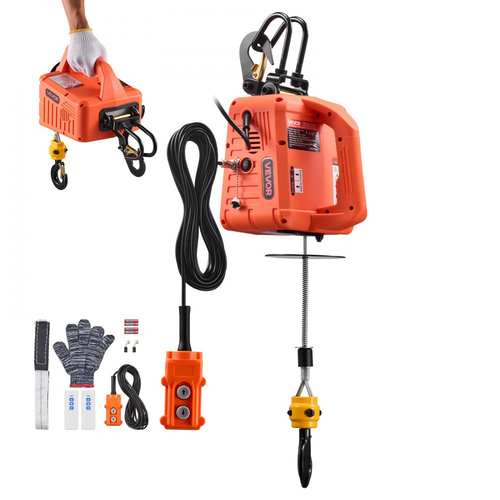 Ηλεκτρικό βαρούλκο ανύψωσης VEVOR 3 σε 1, χωρητικότητας 500 kg, φορητό ηλεκτρικό βαρούλκο 1500W, ύψος ανύψωσης 7,6 m, 5 m/min με χειροκίνητο, ενσύρματο και ασύρματο τηλεχειριστήριο για εργοστάσιο, αποθήκη, γκαράζ