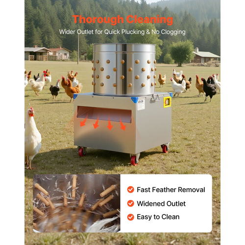 Μηχανή απολέπισης κοτόπουλων VEVOR, τύμπανο 19,7 ιντσών, 2HP & 275RPM ηλεκτρική μηχανή απολέπισης κοτόπουλων με 106 μαλακά δάχτυλα & τροχούς μεταφοράς, αφαίρεση φτερών από ανοξείδωτο ατσάλι για επεξεργασία 2-4 νεοσσών μία φορά