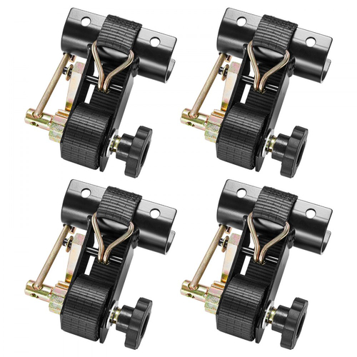 Ιμάντες καστάνιας VEVOR για σκάλες, βάση με στρογγυλό σωλήνα 47,6-50,8 mm σε μαύρο χρώμα, πλάτος 38 mm x μήκος 2,25 m, μαύροι ιμάντες σκάλας με διπλά J-Hooks, φορτίο βαρέως τύπου 226,8 kg, ιμάντας ασφάλισης με αγκράφα φορτίου (4 τεμάχια)