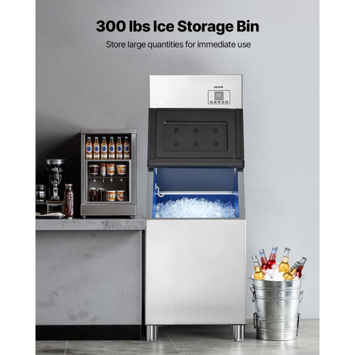 Επαγγελματική παγομηχανή VEVOR, παγομηχανή 181KG/24H με δοχείο αποθήκευσης από ανοξείδωτο χάλυβα 136KG, αυτόματος αυτοκαθαριζόμενος παγομηχανή με οθόνη αφής για μπαρ, καφέ, εστιατόριο, επιχειρήσεις, εμπορικές
