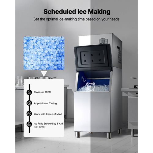 Επαγγελματική παγομηχανή VEVOR, παγομηχανή 181KG/24H με δοχείο αποθήκευσης από ανοξείδωτο χάλυβα 136KG, αυτόματος αυτοκαθαριζόμενος παγομηχανή με οθόνη αφής για μπαρ, καφέ, εστιατόριο, επιχειρήσεις, εμπορικές