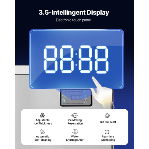 Επαγγελματική παγομηχανή VEVOR, παγομηχανή 204KG/24H με δοχείο αποθήκευσης από ανοξείδωτο χάλυβα 113KG, αυτόματος αυτοκαθαριζόμενος παγομηχανή με οθόνη αφής για μπαρ, καφέ, εστιατόριο, επιχειρήσεις, εμπορικές