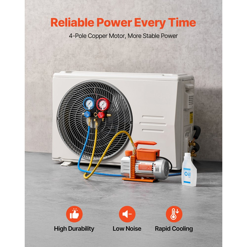 Σετ αντλίας κενού και μετρητή VEVOR AC, 3,5 CFM 99 L/min, Μονοβάθμια αντλία κενού με περιστροφικό πτερύγιο HVAC, Κιτ μετρητή πολλαπλής μέτρησης A/C, για R134a R22 R410a R1234YF R32, με τσάντα μεταφοράς, για αυτόματο κλιματισμό HVAC