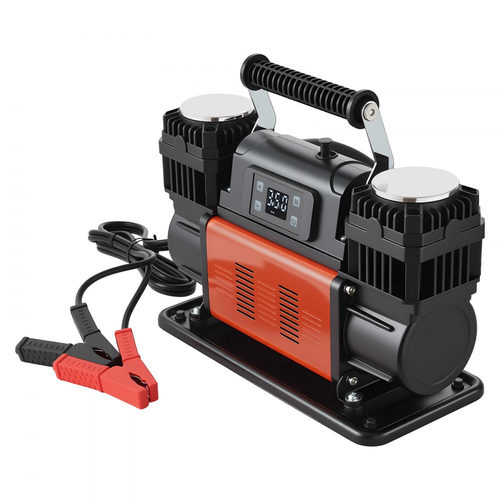 Αεροσυμπιεστής βαρέως τύπου VEVOR διπλού κυλίνδρου, φορητός φουσκωτής ελαστικών 300L/min με αυτόματη διακοπή, αντλία αέρα εκτός δρόμου 12V 150PSI με ψηφιακή οθόνη LCD και προσαρμογείς για φορτηγό, αυτοκίνητο, SUV, 4 x 4, τροχόσπιτο