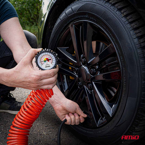 Amio - Επαγγελματικό μηχανικό μανόμετρο πίεσης ελαστικών 16 bar με λαστιχένια προστασία – Αναλογική ένδειξη -1 τεμ. (04467/ΑΜ)