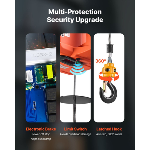 Ηλεκτρικό βαρούλκο ανύψωσης VEVOR 3 σε 1, χωρητικότητας 700 kg, φορητός γερανός με βαρούλκο 1500W, ύψος ανύψωσης 7,6 m, 5 m/min με χειροκίνητο, ενσύρματο και ασύρματο τηλεχειριστήριο για εργοστάσιο, αποθήκη, γκαράζ