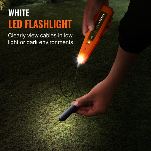 Εντοπιστής υπόγειων καλωδίων VEVOR, μέγιστο βάθος ανίχνευσης 3 FT, ανιχνευτής σπασίματος καλωδίου με ακουστικά, δοκιμαστής καλωδίων μέγιστου μήκους ανίχνευσης 1000 FT για άρδευση με βαλβίδα ψεκασμού θαμμένη σε φράχτη κατοικίδιων ζώων