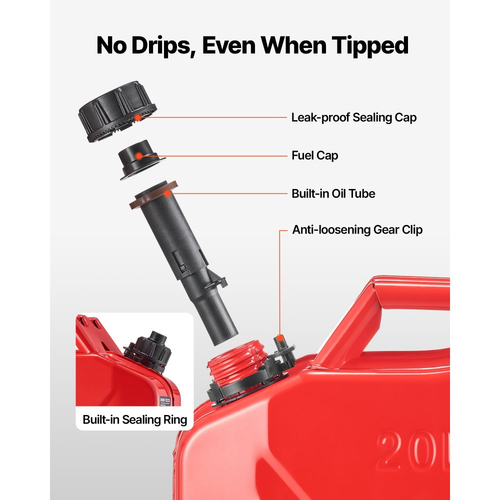 Μεταλλικό δοχείο καυσίμου VEVOR, 20 λίτρα, δοχείο καυσίμου Jerry με στόμιο και άνετη λαβή, μέγιστη ροή 6 λίτρα/λεπτό, στεγανό και ανθεκτικό στη διάβρωση μεταλλικό ρεζερβουάρ βενζίνης για τα περισσότερα αυτοκίνητα, μοτοσικλέτα, ATV, UTV, κόκκινο