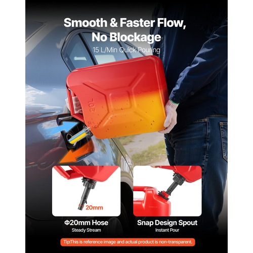 Μεταλλικό δοχείο καυσίμου VEVOR, 20 λίτρα, δοχείο καυσίμου Jerry με στόμιο και άνετη λαβή, μέγιστη ροή 6 λίτρα/λεπτό, στεγανό και ανθεκτικό στη διάβρωση μεταλλικό ρεζερβουάρ βενζίνης για τα περισσότερα αυτοκίνητα, μοτοσικλέτα, ATV, UTV, κόκκινο