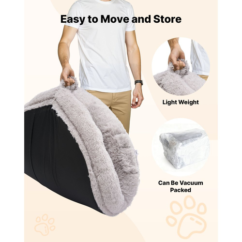 Κρεβάτι σκύλου VEVOR Human, 1320 x 860 x 240 mm Ορθοπεδικό κρεβάτι σκύλου μεγέθους ανθρώπου από αφρό μνήμης, Κρεβάτια κατοικίδιων ανθρώπων με πλαϊνή τσέπη, λαβή και φερμουάρ, Αφαιρούμενα κρεβάτια σκύλων που πλένονται στο πλυντήριο για ανθρώπους, γκρι