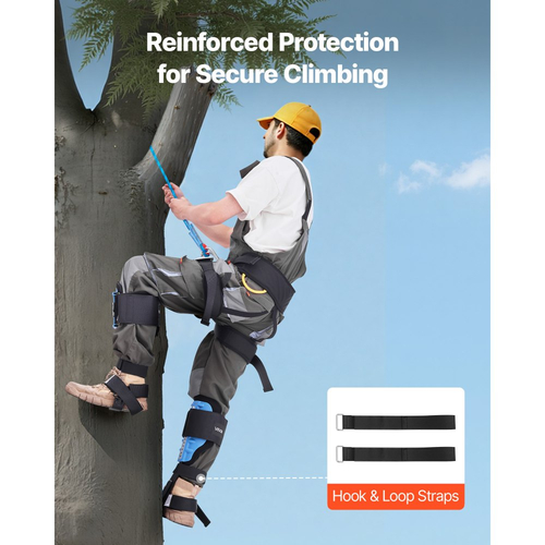 Ακίδες αναρρίχησης δέντρων VEVOR, Ρυθμιζόμενος εξοπλισμός αναρρίχησης δέντρων με ιμάντες και μαξιλάρι επένδυσης, Χωρητικότητα φορτίου 159 kg, Βαρέως τύπου χαλύβδινα ακίδες αναρρίχησης, Εξοπλισμός δενδροκόμου για μάζεμα φρούτων και κυνήγι